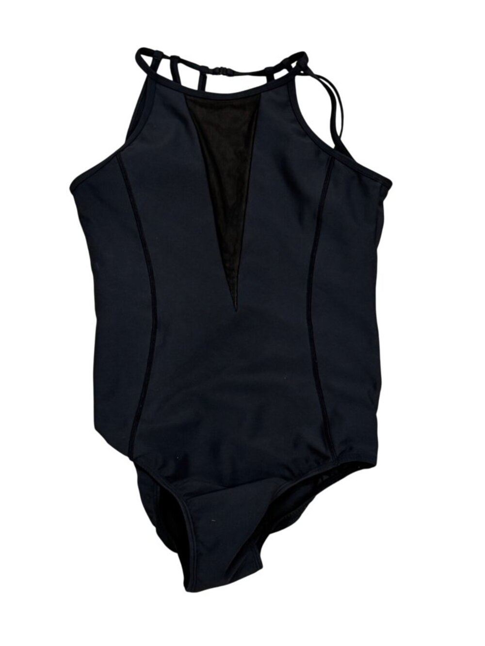 Sylvia P Black High Neck Gymnastics Leotard Adult XS AXS Strappy Back